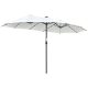 Double parasol with LED solar lighting Ø450 cm oval shaped extra large parasol white 