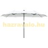 Double parasol with LED solar lighting Ø450 cm oval shaped extra large parasol white 