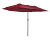 Double Parasol oval shape extra large size 460x270x240 cm in burgundy color 