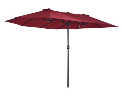 Double Parasol oval shape extra large size 460x270x240 cm in burgundy color 