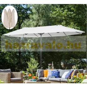   Dupla Napernyő ovális alakú extra nagy méretű 460x270x240 cm krémfehér színben 