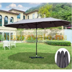   Dupla Napernyő ovális alakú extra nagy méretű 460x270x240 cm szürke színben 