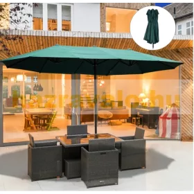   Dupla Napernyő ovális alakú extra nagy méretű 460x270x240 cm sötétzöld színben 