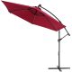 Parasol with LED solar lighting Ø330 cm red solar-lit parasol 