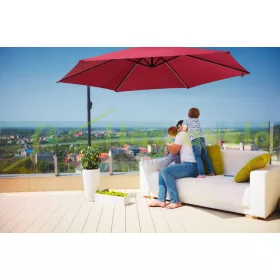   Napernyő LED napelemes világítással Ø330 cm piros szolár világítású napernyő 