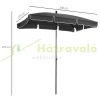 Tiltable parasol 198x130x245 cm for garden, terrace, beach, gray