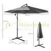 Parasol with hand crank weatherproof 2.95x2.95x2.45 m gray large console parasol