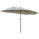 Double parasol with LED solar lighting Ø450 cm oval-shaped extra large parasol grey