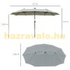 Double parasol with LED solar lighting Ø450 cm oval-shaped extra large parasol grey