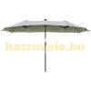 Double parasol with LED solar lighting Ø450 cm oval-shaped extra large parasol grey