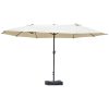 Double parasol oval shape with extra large base 460x270x240 cm in beige color 