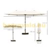 Double parasol oval shape with extra large base 460x270x240 cm in beige color 