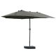 Double parasol oval shape with extra large base 460x270x240 cm in gray color 