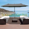 Double parasol oval shape with extra large base 460x270x240 cm in gray color 