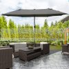 Double parasol oval shape with extra large base 460x270x240 cm in gray color 