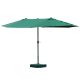 Double parasol with oval shape and extra large base 460x270x240 cm in green color 