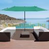 Double parasol with oval shape and extra large base 460x270x240 cm in green color 