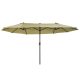 Double parasol 455x270 cm parasol with manual crank, light brown oval parasol