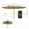 Double parasol 455x270 cm parasol with manual crank, light brown oval parasol