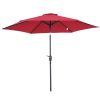 Tiltable parasol with manual crank Ø2.6x2.35 m red parasol shade