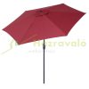 Tiltable parasol with manual crank Ø2.6x2.35 m red parasol shade