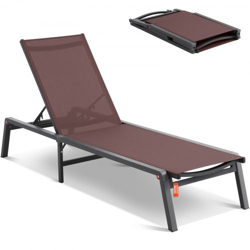 Összecsukható alumínium napozóágy 182x60 cm dönthető barna színű strandágy
