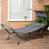 Sunbed with awning and pillow weatherproof 240x92x148 cm dark gray