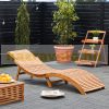 Sunbed 2 ergonomic garden deckchairs made of acacia wood for sauna or spa