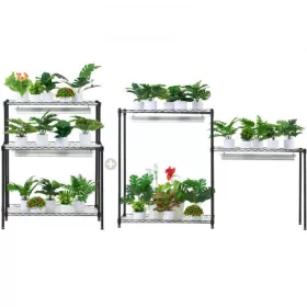   Növényállvány 6 szintes növénynevelő polc növénylámpával 192W 75x35x180 cm növénylámpa polc