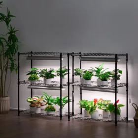   Növényállvány 6 szintes növénynevelő polc növénylámpával 192W 75x35x180 cm növénylámpa polc