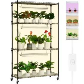  4 szintes növényállvány beépített növénylámpával 90W növénynevelő polc 90x35x150 cm növénylámpa polc