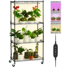   4 szintes növényállvány beépített növénylámpával 45W növénynevelő polc 60x35x126,5 cm növénylámpa polc