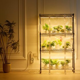   4 szintes növényállvány növénylámpával és üvegházborítással 180W 90x35x150cm