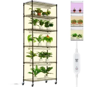   Növényállvány 6 szintes növénynevelő polc növénylámpával 150W 75x35x180 cm növénylámpa polc