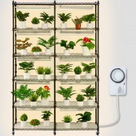   6 szintes növényállvány növénylámpával 200W 90x35x150 cm állítható fényerő és három fényhőmérséklet, fekete