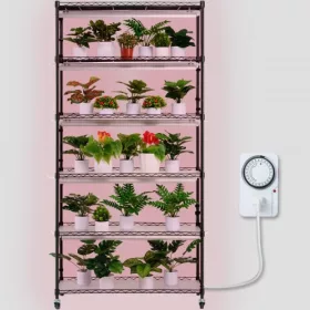   Növényállvány 6 szintes növénynevelő polc növénylámpával 150W 90x35x180 cm növénylámpa polc