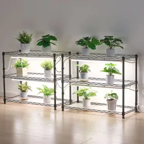   DIY növényállvány LED növénylámpával 75x35x180 cm állítható, gurulós növénynevelő állvány 192W világítással