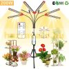 200W plant lamp with flexible 10-head tripod stand greenhouse lighting with sunlight type floor lamp 5x40W