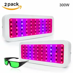 2 db 300W Növény lámpa Üvegház világítás Virág nevelő LED fény UV és IR leddel + biztonsági szemüveg