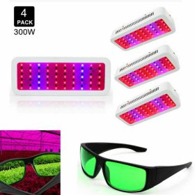   4 darab 300W Növény lámpa Üvegház világítás Virág nevelő LED fény UV és IR leddel + biztonsági szemüveg