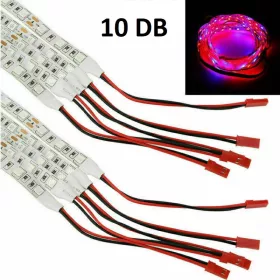   12V 2x25W növényvilágító LED szalag 10 x 0,5 méter ledszalag növénynevelő lámpa adapterrel. Rövidíthető, toldható.