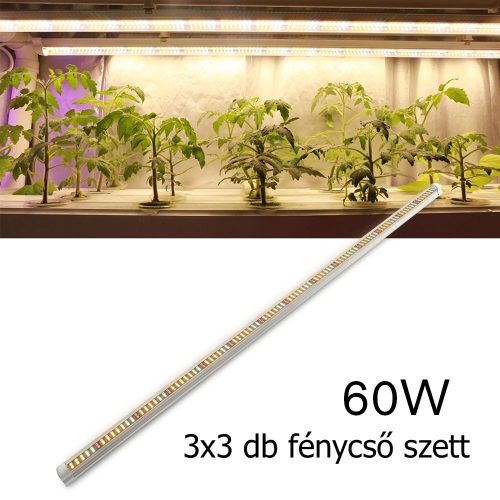 60W plant lighting fluorescent lamp 3x3 pieces 120 cm long with sunlight effect, plant growing lamp IP44 can be connected in series