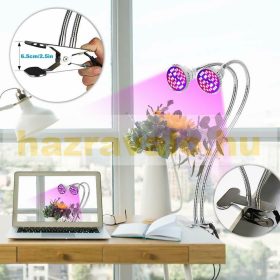   60W flexibilis csíptethető full spektrumú növénynevelő lámpa 40 LED-es dupla fejű asztali lámpa 2x30W