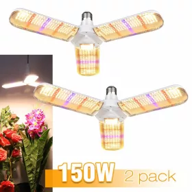   150W Növény lámpa  2 darabos szett, Üvegház világítás NAPFÉNY jellegű fénnyel Virág nevelő 414 LED fény UV és IR leddel E27 foglalattal
