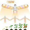 150W Plant lamp set of 4, Greenhouse lighting with SUNLIGHT-like light Flower grower 414 LED light with UV and IR led with E27 socket