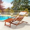 Sunbed acacia wood lounger 152x70x74 cm folding sunbed with cushion garden chair