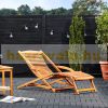 Sunbed acacia wood lounger 152x70x74 cm folding sunbed with cushion garden chair