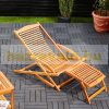 Sunbed acacia wood lounger 152x70x74 cm folding sunbed with cushion garden chair