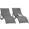 Sunbed folding garden aluminum lounger 165x61x63 cm set of 2