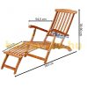 Sunbed folding acacia wood lounger 169x54x95 cm with adjustable backrest garden chair